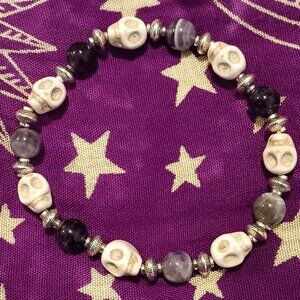 Handmade Gemstone Skull Bracelet